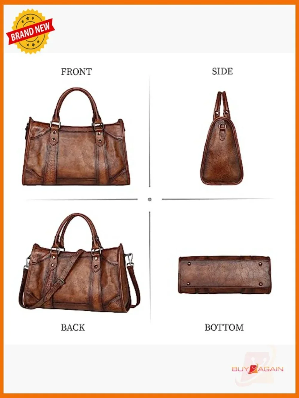 Genuine Leather Satchel Handbag Crossbody Shoulder Bag Hobo Purse Vintage Tote